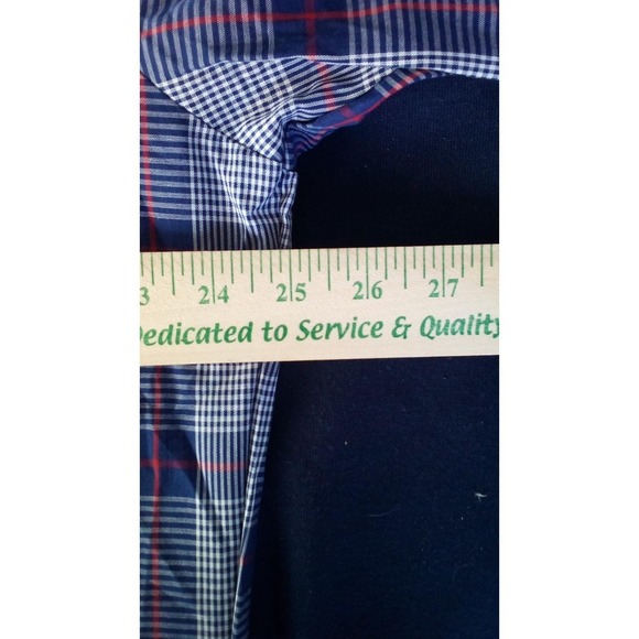 Towncraft Shirt Mens XL Buttonfront 17-1/2 Blue Plaid 80s Vintage Deadstock New - Picture 6 of 10